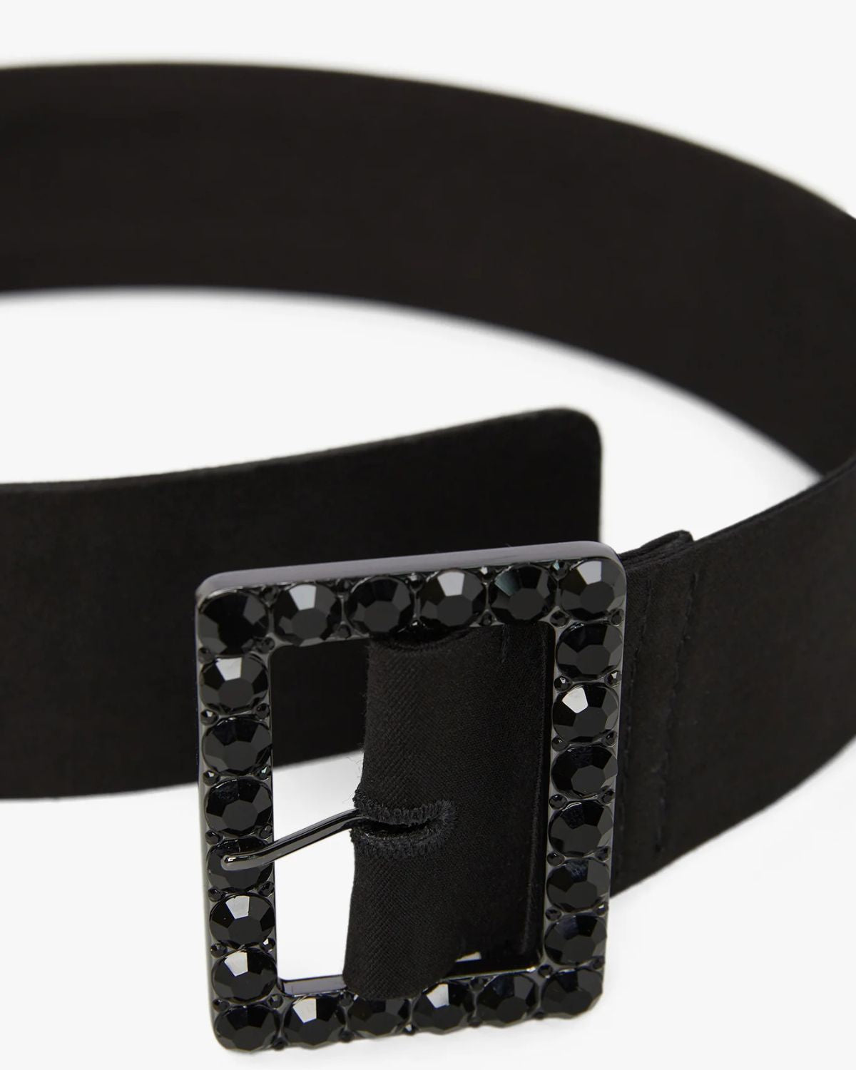 Jasper Conran "Iliana" Wool Silk Jeweled Belt in Black