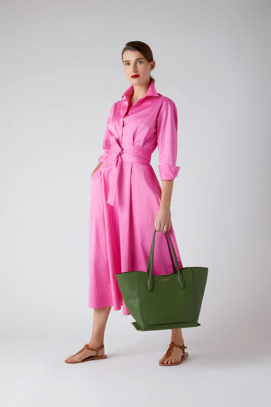 Jasper Conran "Blythe" Full Skirt Shirt Dress in Pink