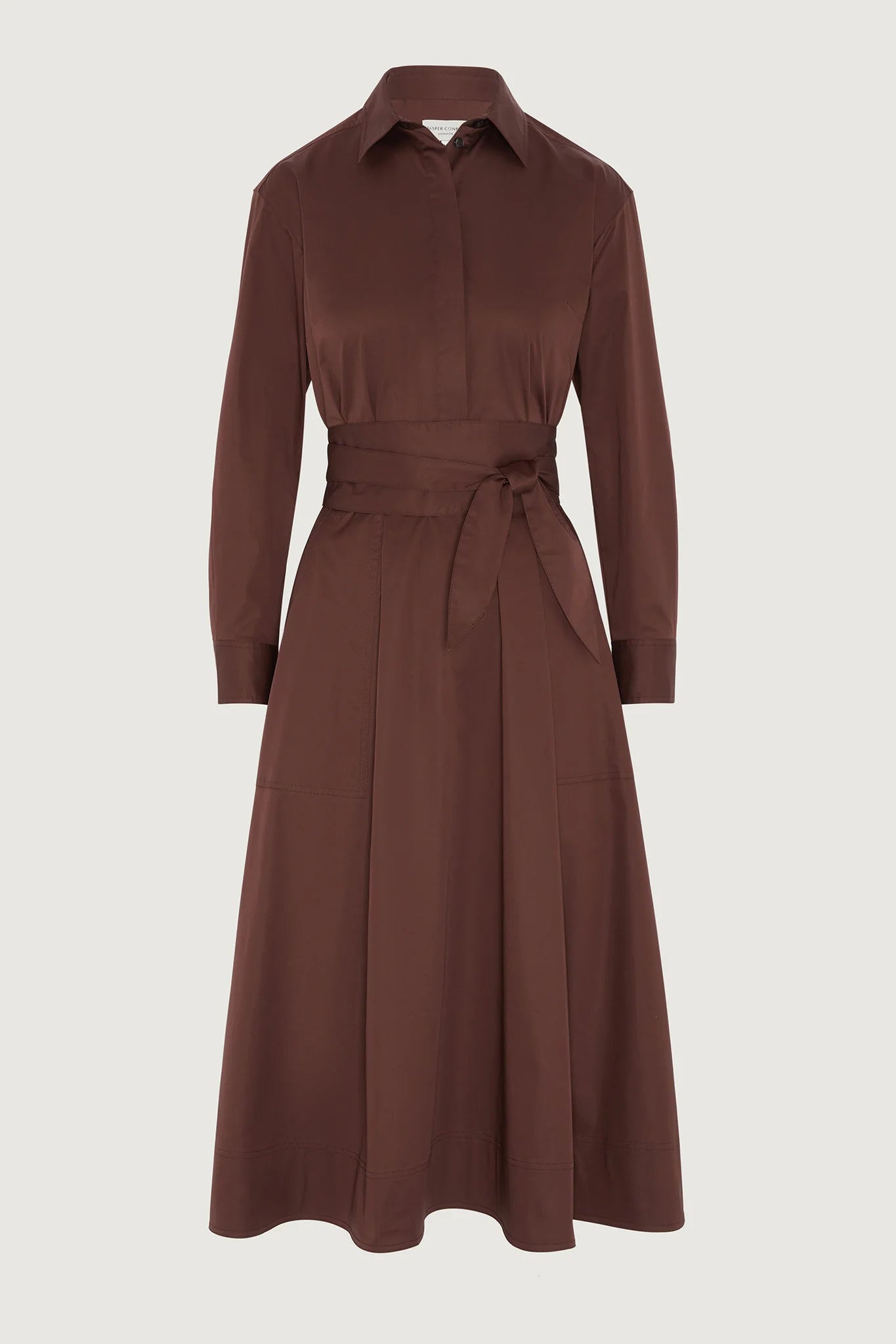 Jasper Conran "Blythe" Full Skirt Shirt Dress in Chocolate