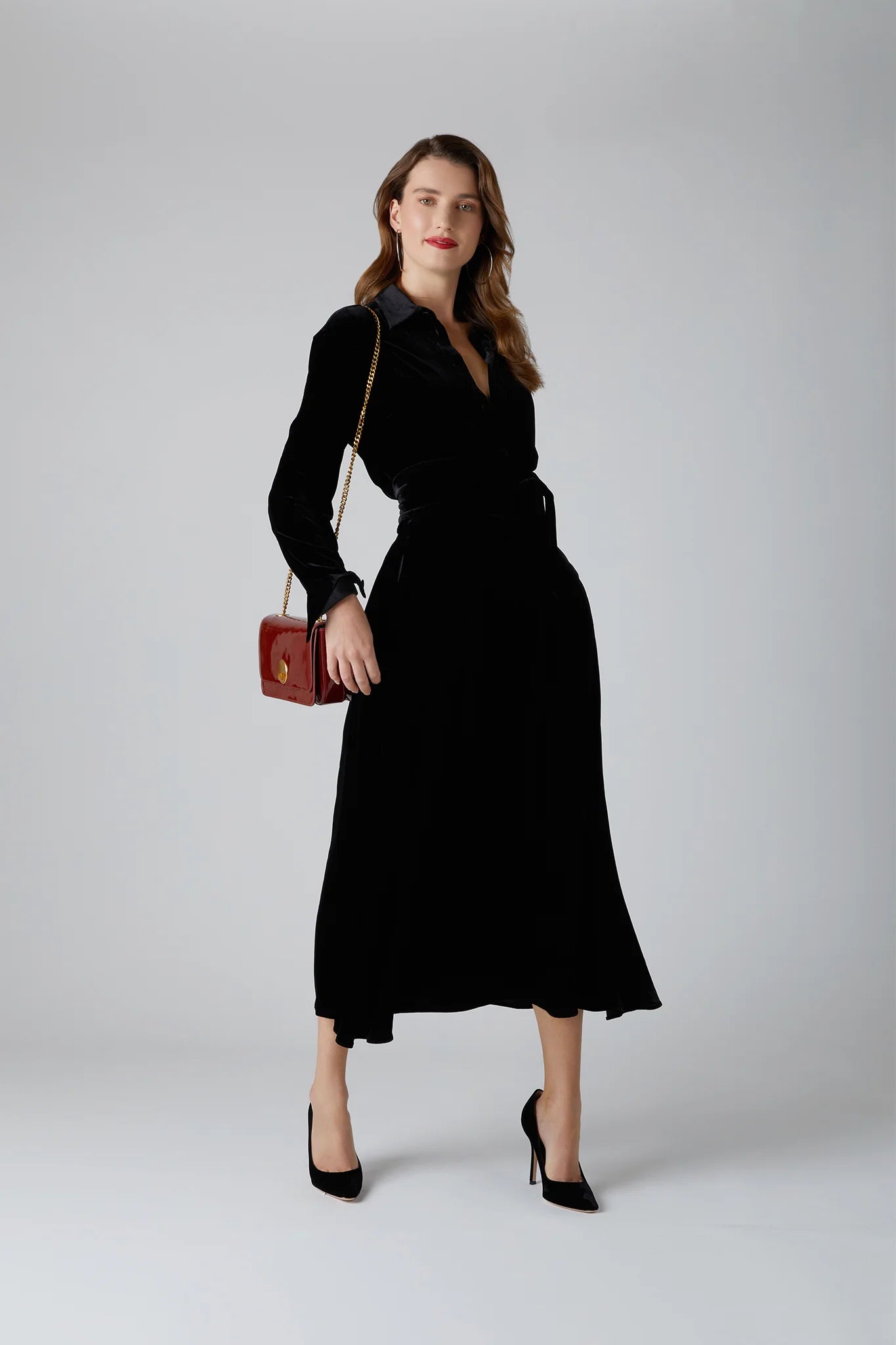 Jasper Conran "Celia" Patent Chain Strap Evening Bag in Red