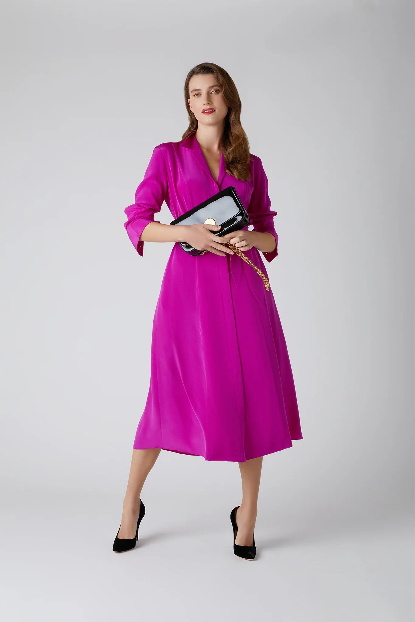 Jasper Conran "Celia" Patent Chain Strap Evening Bag in Black