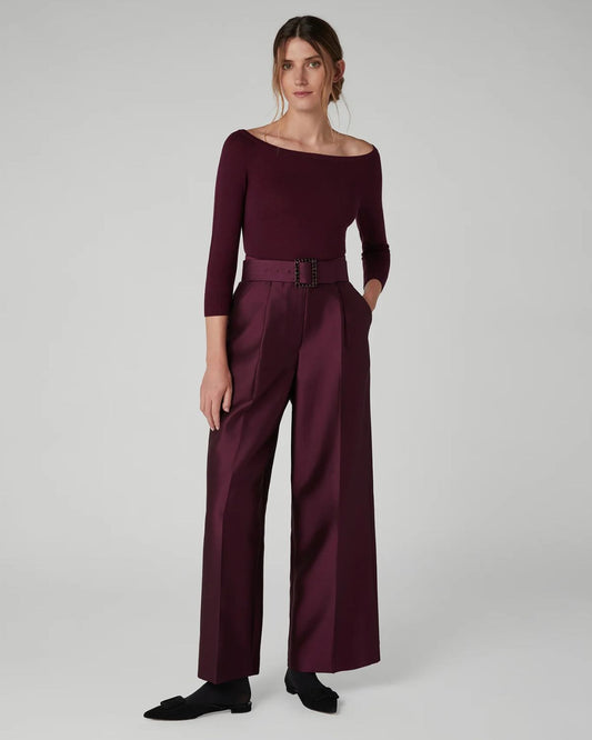 Jasper Conran "Iliana" Wool Silk Jewelled Belt in Berry