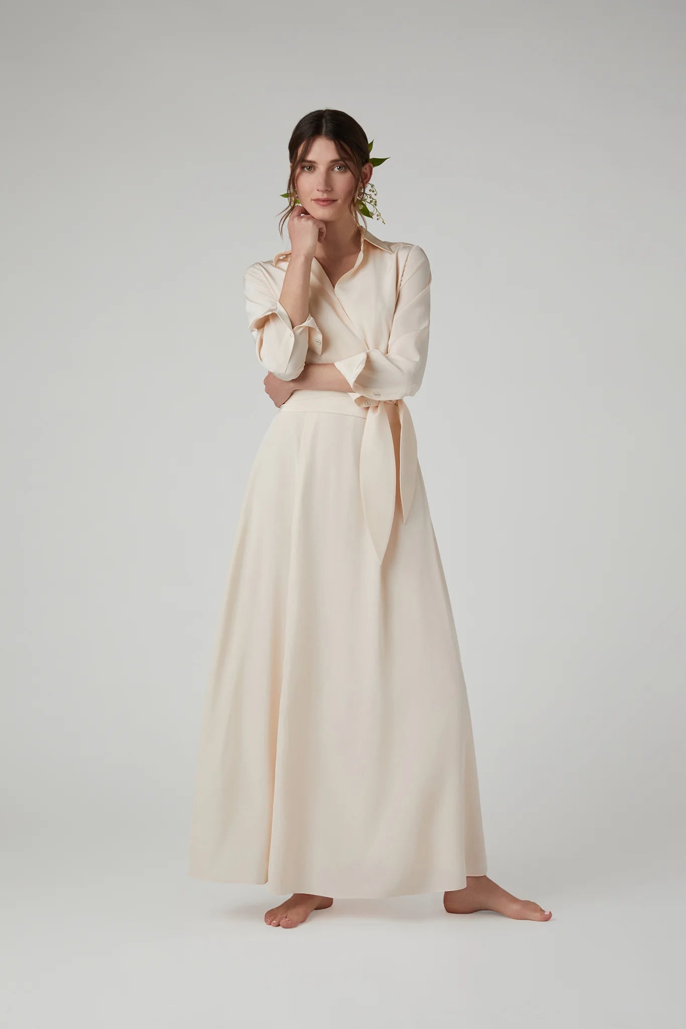 Jasper Conran "Hortensia" Silk Wrap Dress with Slip in Blush