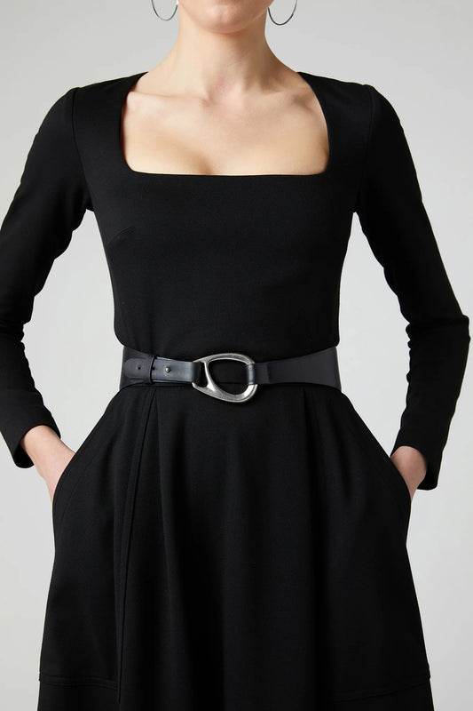 Jasper Conran "Bee" Leather Belt in Black & Silver