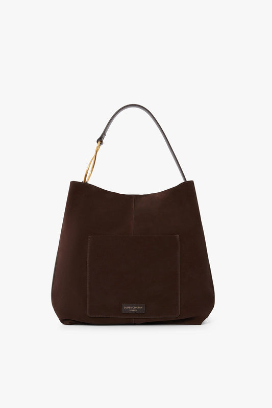 Jasper Conran "Gigi" Suede Leather Hobo Bag in Chocolate