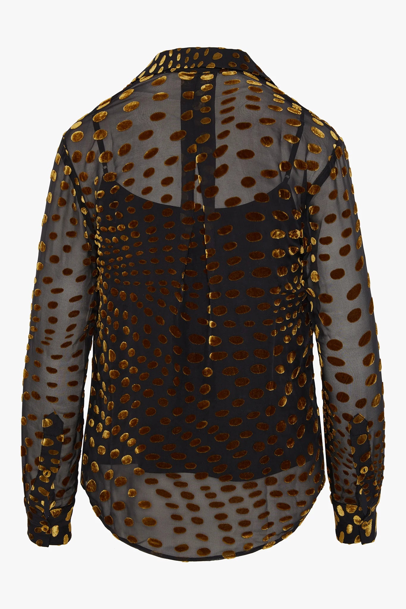 Jasper Conran "Idalia" Velvet Burn Out Shirt in Gold Spot