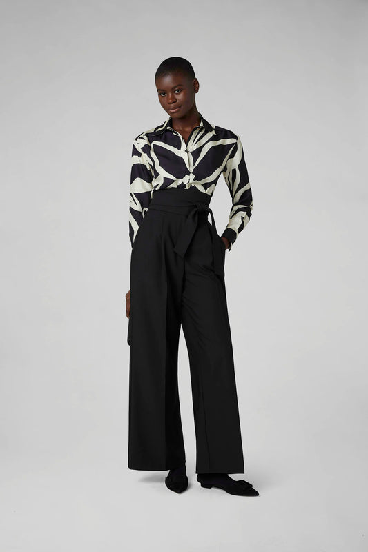 Jasper Conran "Gail" Silk Twill Printed Shirt in Black