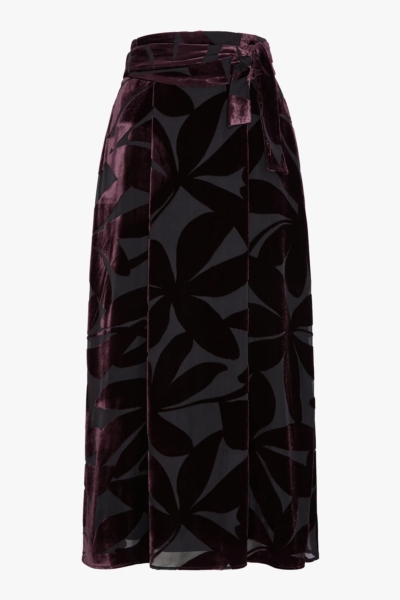 Jasper Conran "Idalia" Velvet Burn Out Maxi Skirt in Berry Floral
