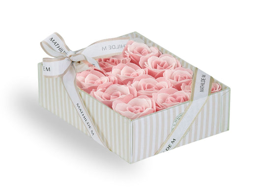 Mathilde "Rose Fragrance" Set of 12 roses in pink and white soap sheets