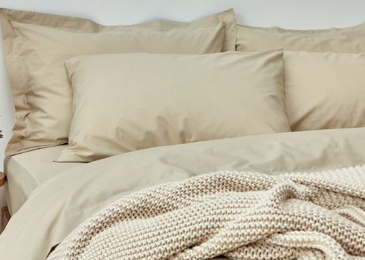 Christy "200TC Organic" Plain Dyed Sheets & Duvet Covers in Hazelnut