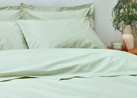 Christy "200TC Organic" Plain Dyed Sheets & Duvet Covers in Sage Green