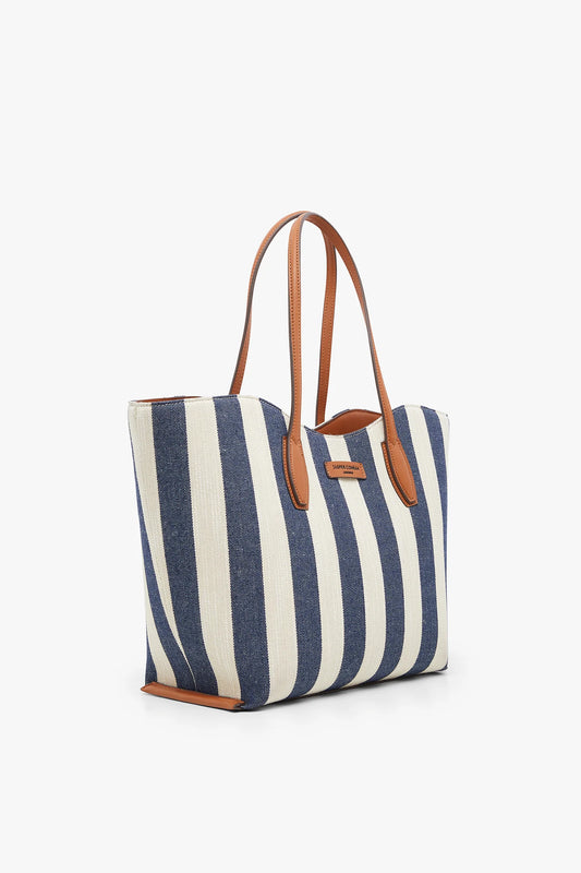 Jasper Conran "Bryn" Large Stripe Canvas Tote Striped in Navy