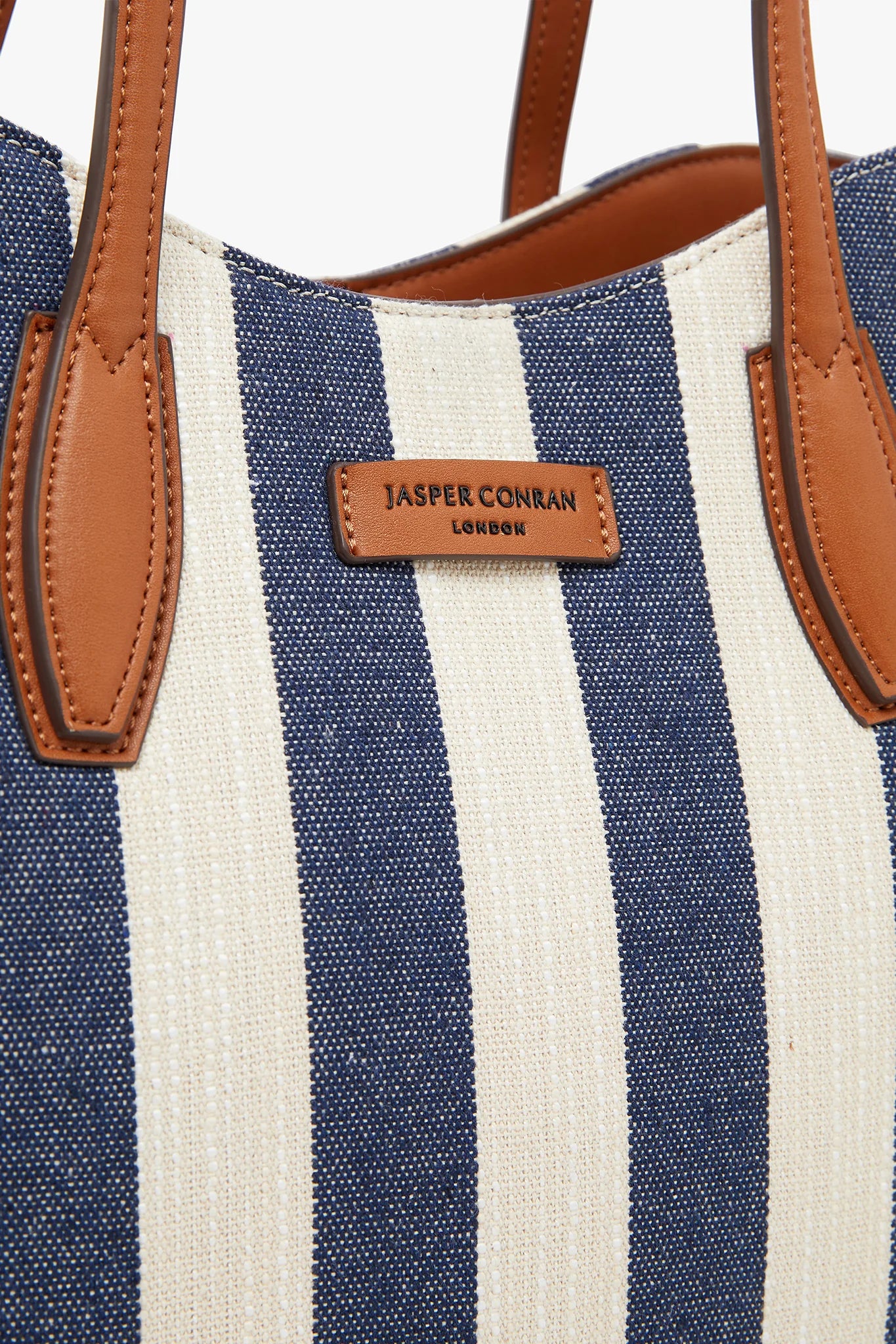 Jasper Conran "Bryn" Large Stripe Canvas Tote Striped in Navy
