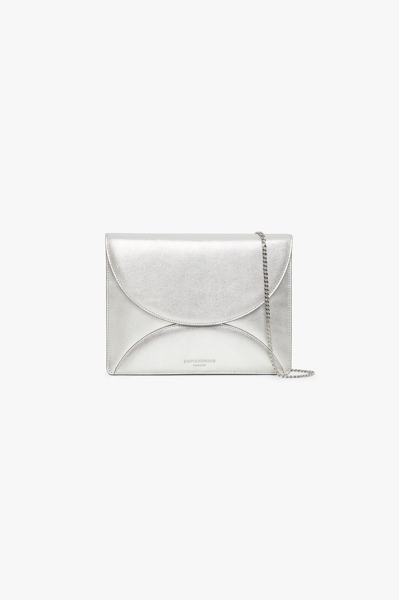 Jasper Conran "Gabriella" Leather Clutch Bag in Silver