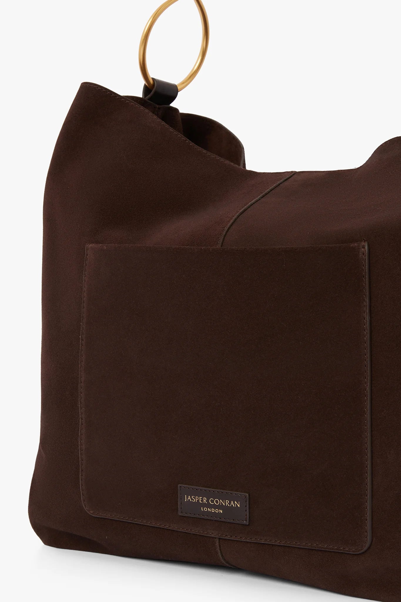 Jasper Conran "Gigi" Suede Leather Hobo Bag in Chocolate