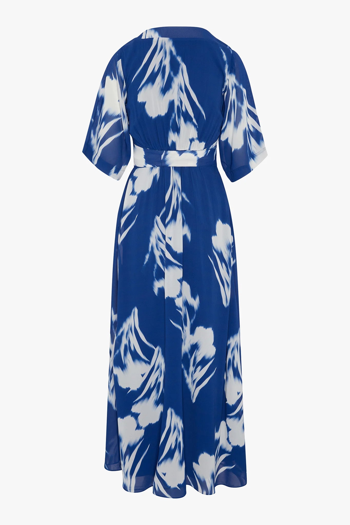 Jasper Conran "Hilary" V Neck Printed Georgette Maxi Dress in Blue