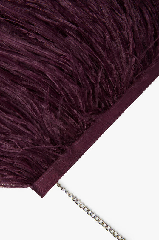 Jasper Conran "Inez" Ostrich Feather Clutch Bag in Berry