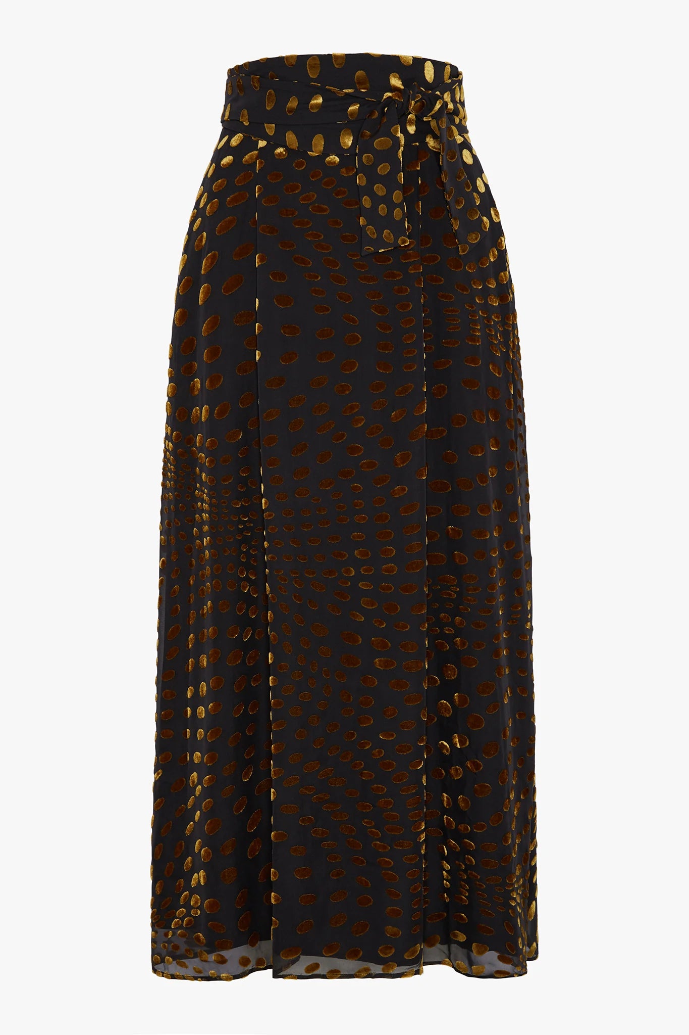 Jasper Conran "Idalia" Velvet Burn Out Maxi Skirt in Gold Spot
