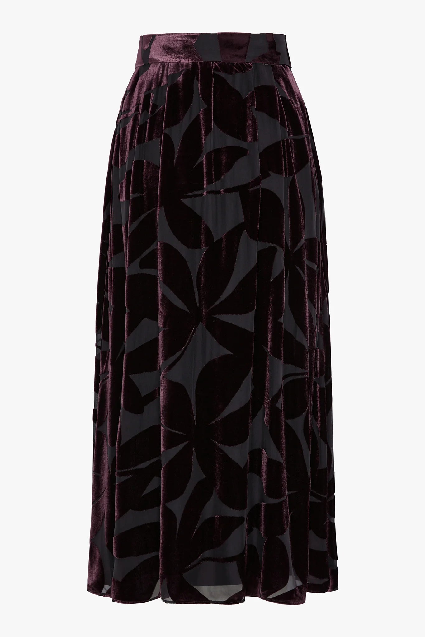 Jasper Conran "Idalia" Velvet Burn Out Maxi Skirt in Berry Floral