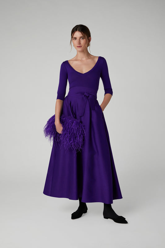 Jasper Conran "Gwen" Wool Silk Skirt in Violet