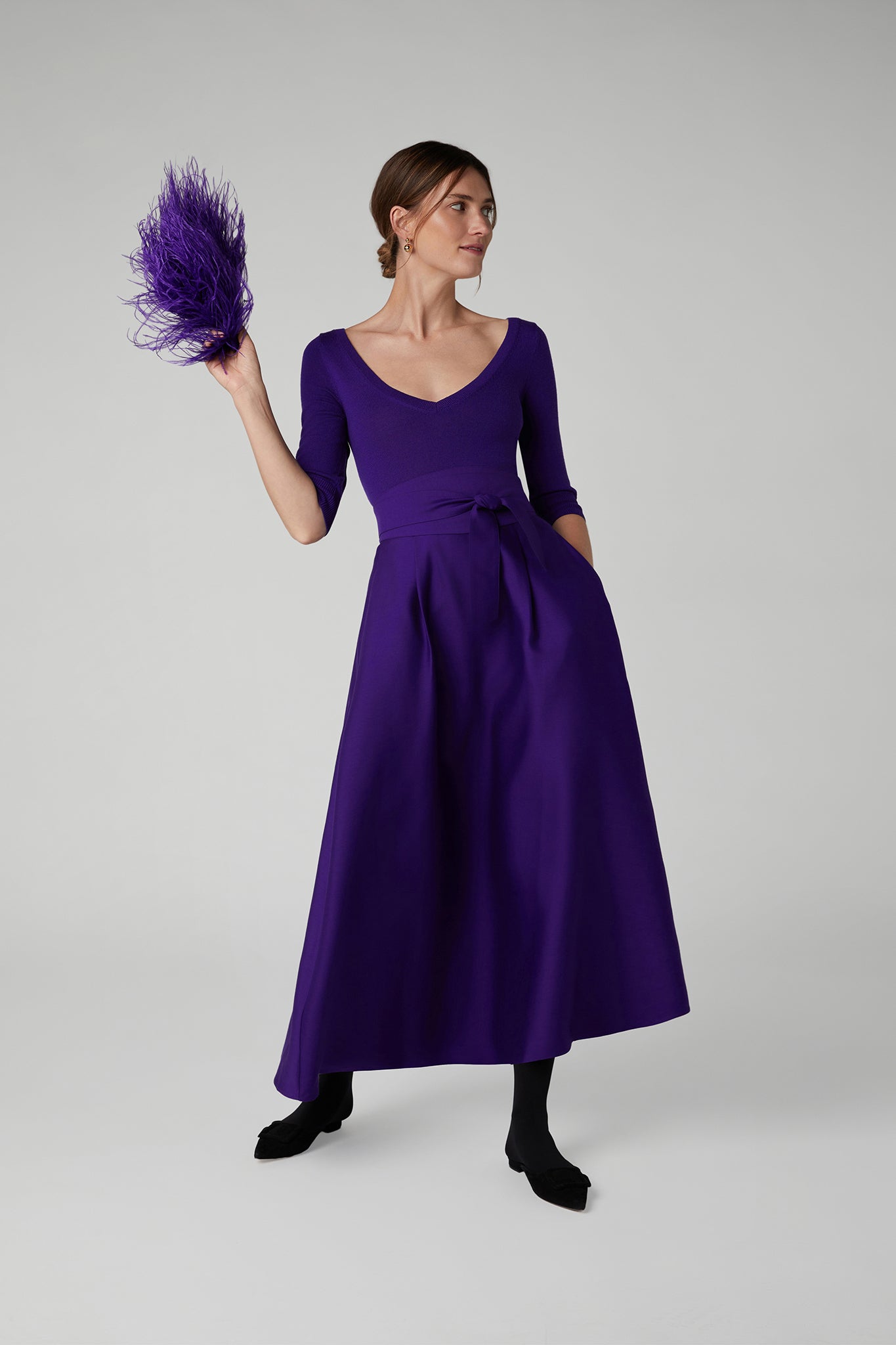 Jasper Conran "Gwen" Wool Silk Skirt in Violet