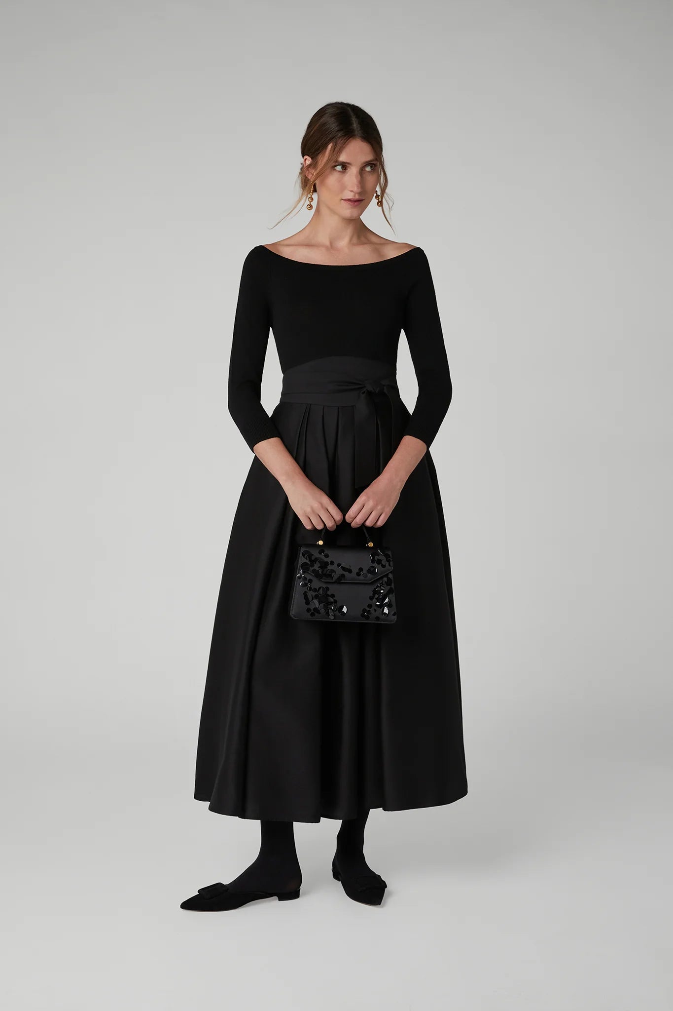 Jasper Conran "Imelda" Sequin Top Handle Bag in Black