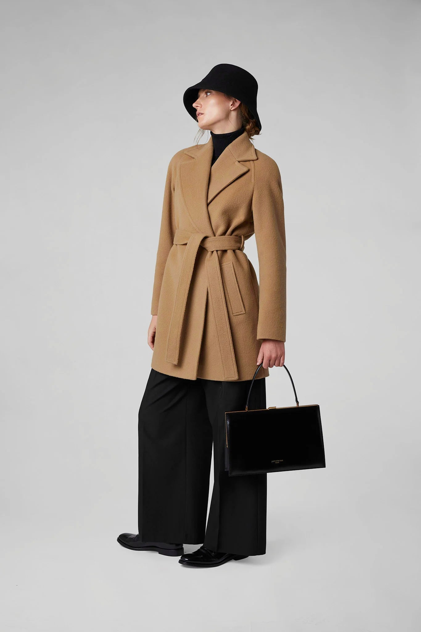 Jasper Conran "Geraldine" Wool Blend Mid Length Coat in Camel
