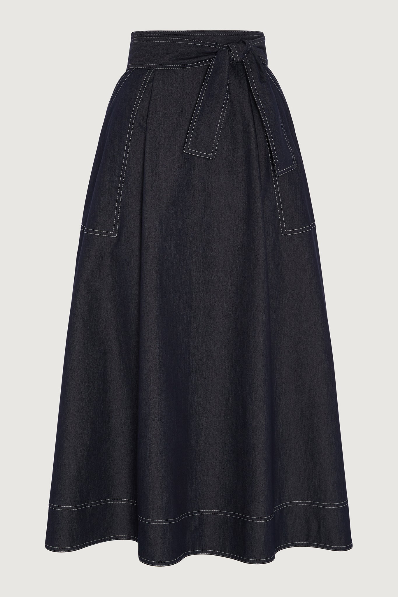Jasper Conran "Faye" Denim Maxi Full Skirt in Blue