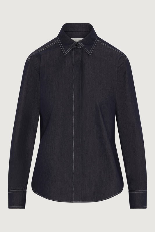 Jasper Conran "Faye" Denim Button Through Shirt in Blue