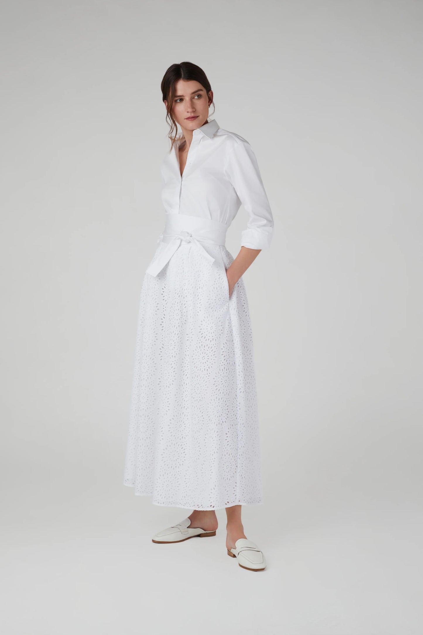 Jasper Conran "Fran" Button Through Cotton Shirt in White