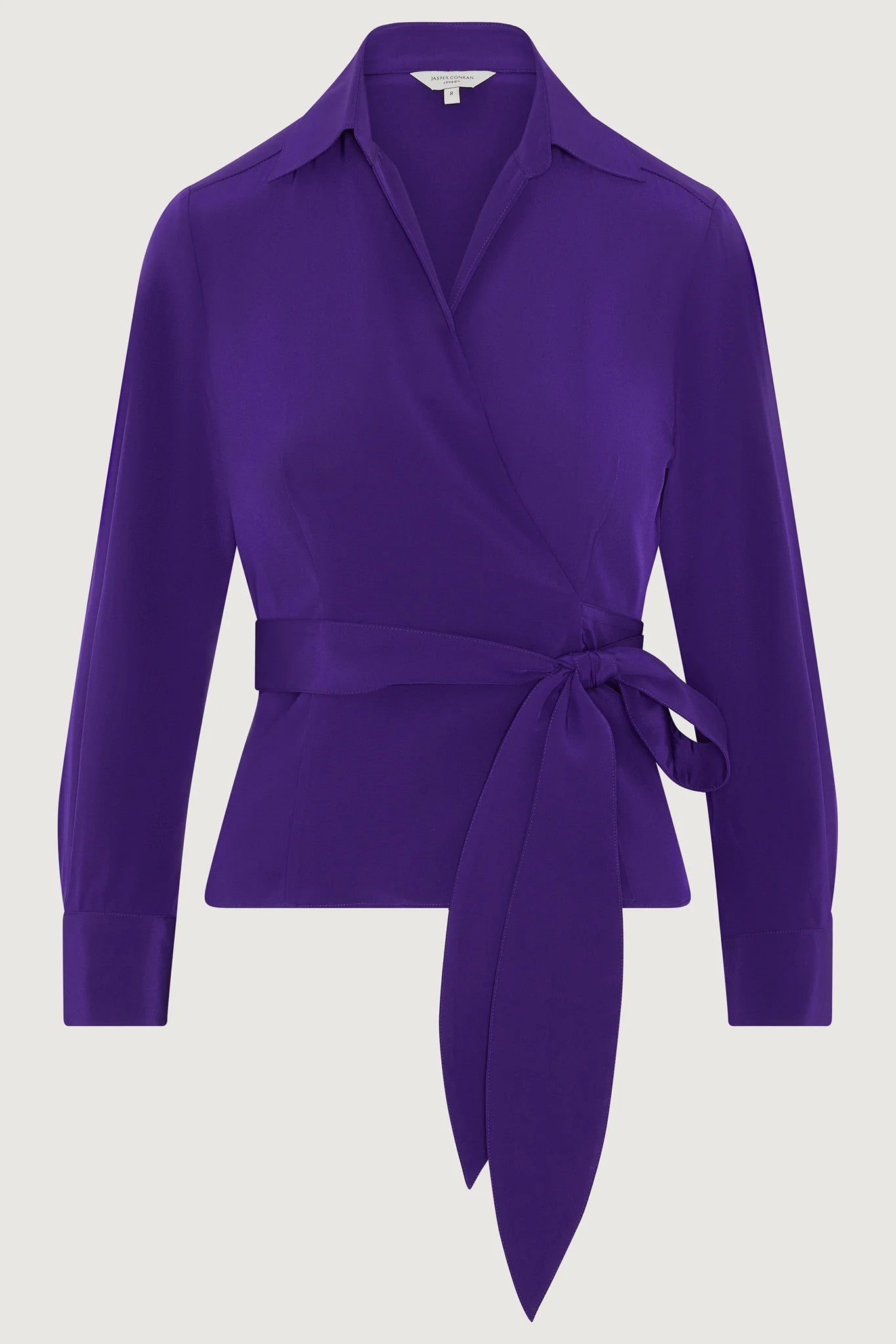 Jasper Conran "Genevieve" Silk Wrap Shirt in Purple