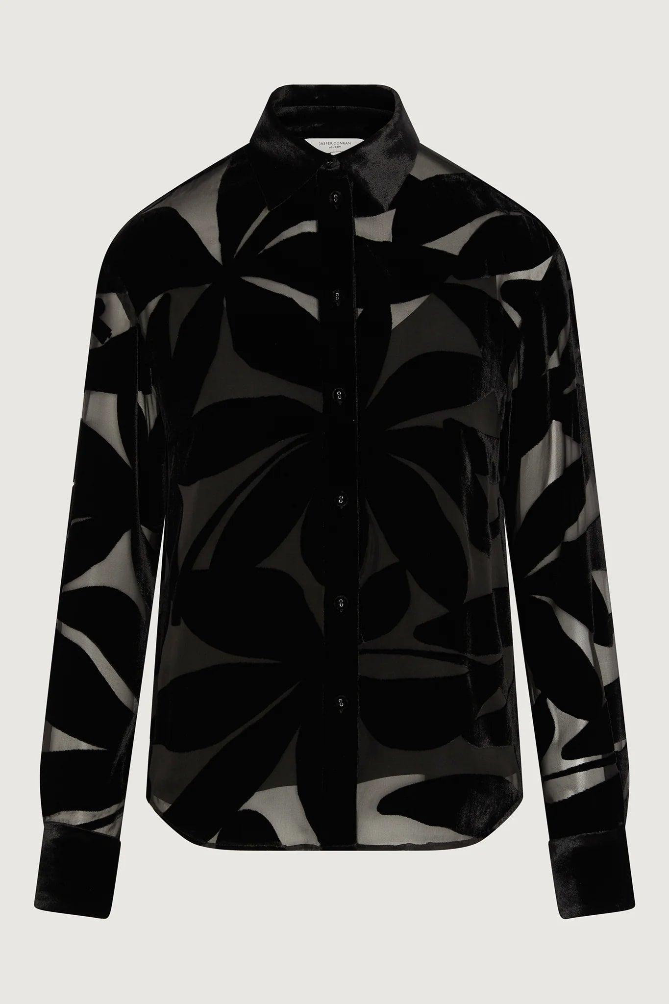 Jasper Conran "Gianna" Velvet Burn Out Shirt in Black
