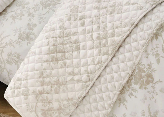 Laura Ashley "Walled Garden" Quilted Bedspread in Dove Grey