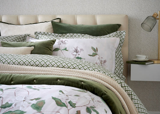 Christy "Magnolia" Duvet Cover Sets in Olive