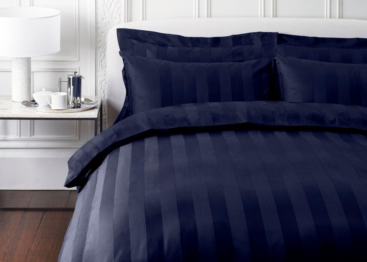 Jasper Conran "Satin Stripe" 500 Thread Count Duvet Cover in Navy