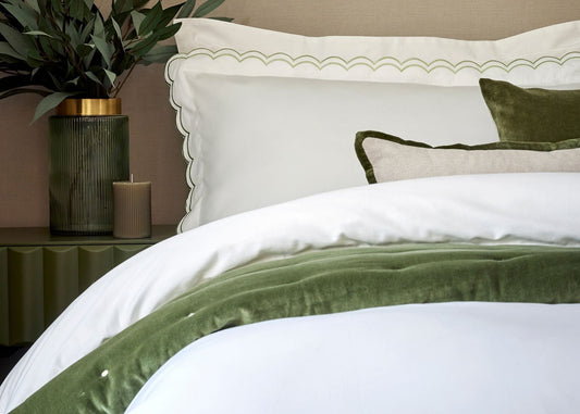 Christy "Scallop Edge" Duvet Cover Sets in Matcha