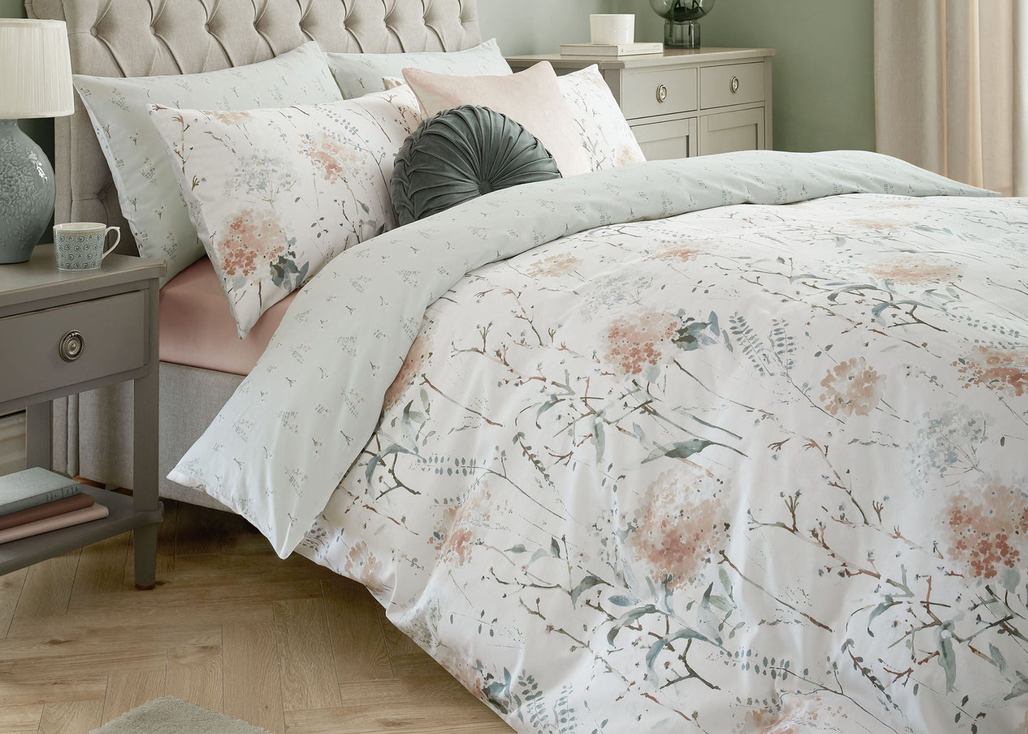 Laura Ashley "Pallington Bloom" Duvet Cover Set in Plaster Pink