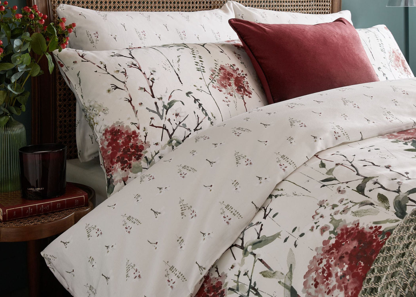 Laura Ashley "Pallington Bloom" Duvet Cover Set in Ruby