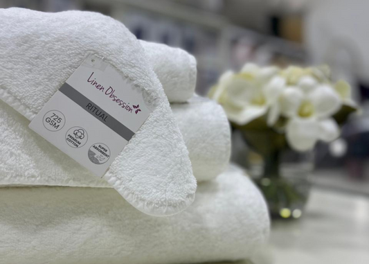 Linen Obsession "Ritual" Bath Towels Collection in White