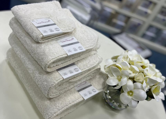 Linen Obsession "Ritual" Bath Towels Collection in Raw (Cream)