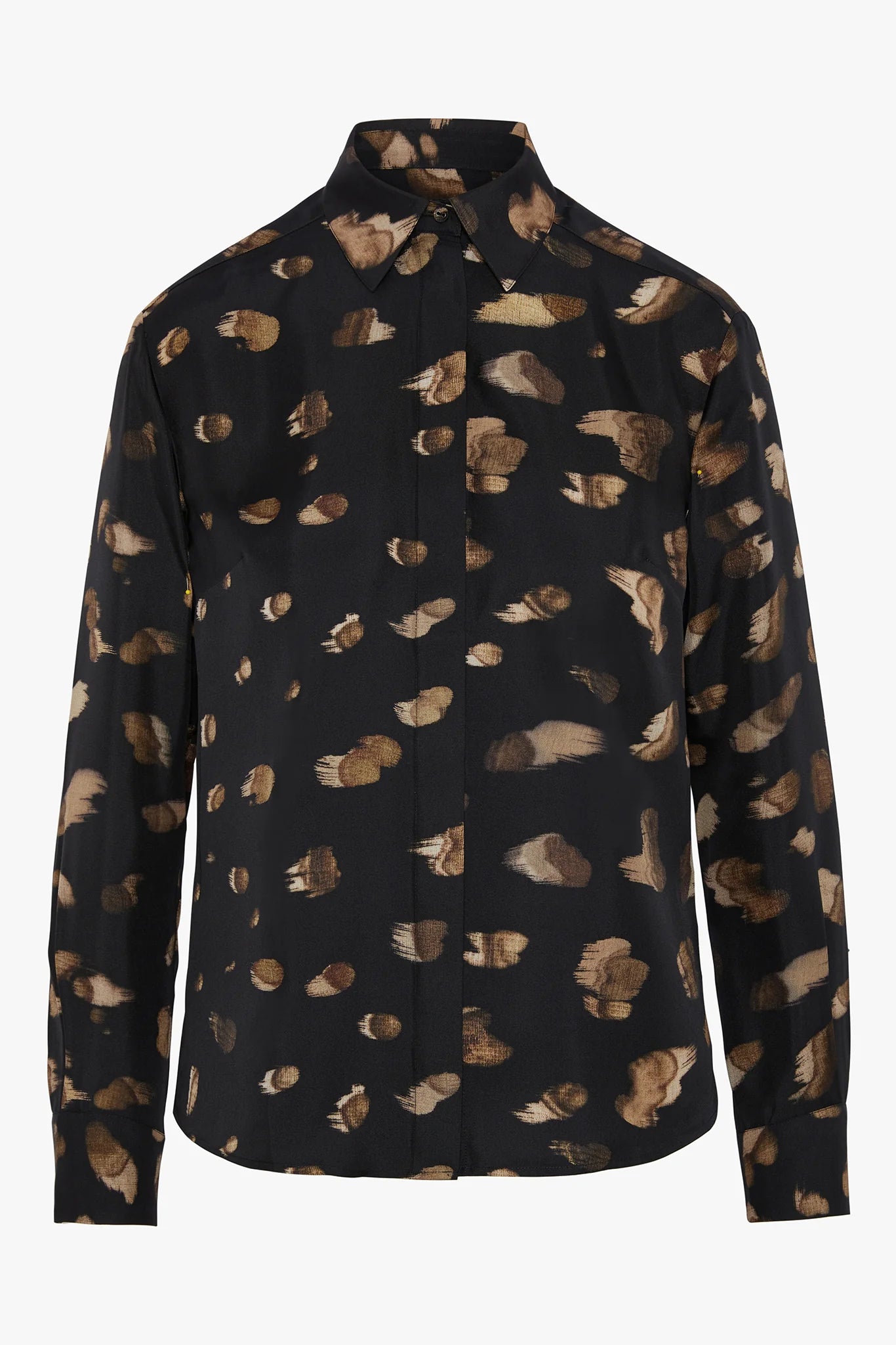 Jasper Conran "Isabella" Silk Twill Printed Shirt in Brown