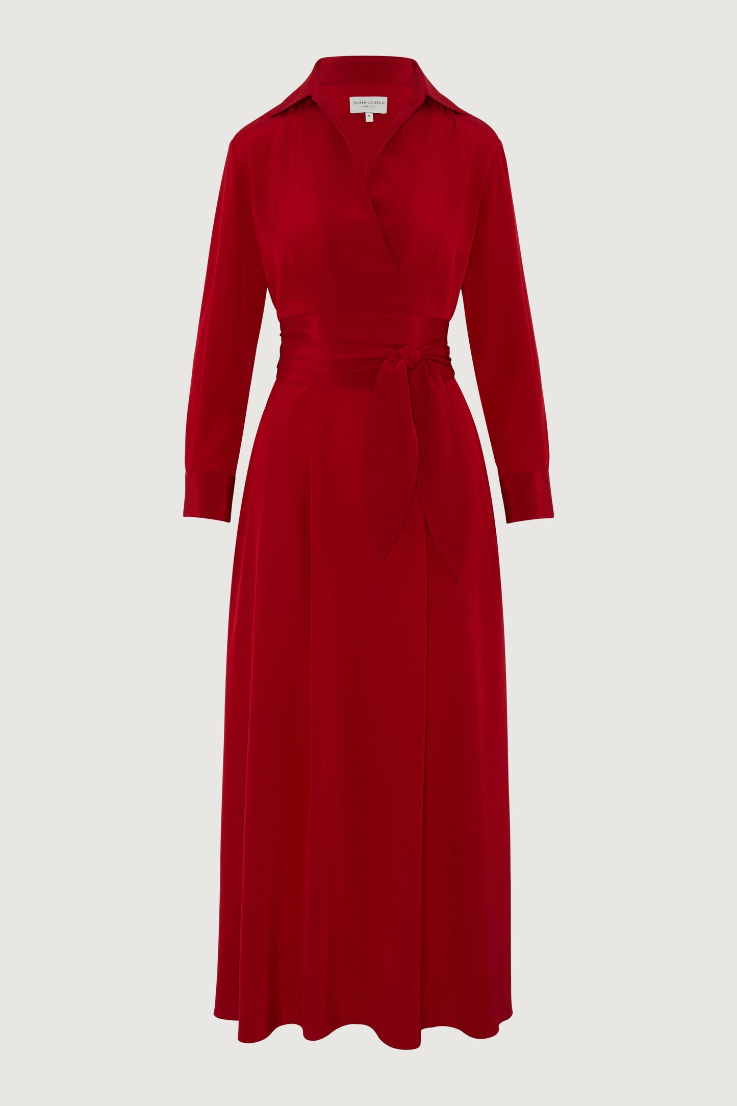 Jasper Conran "Celia" Maxi Silk Wrap Dress in Red