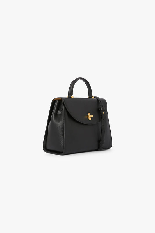 Jasper Conran "Gigi" Leather Top Handle Grab Bag in Black