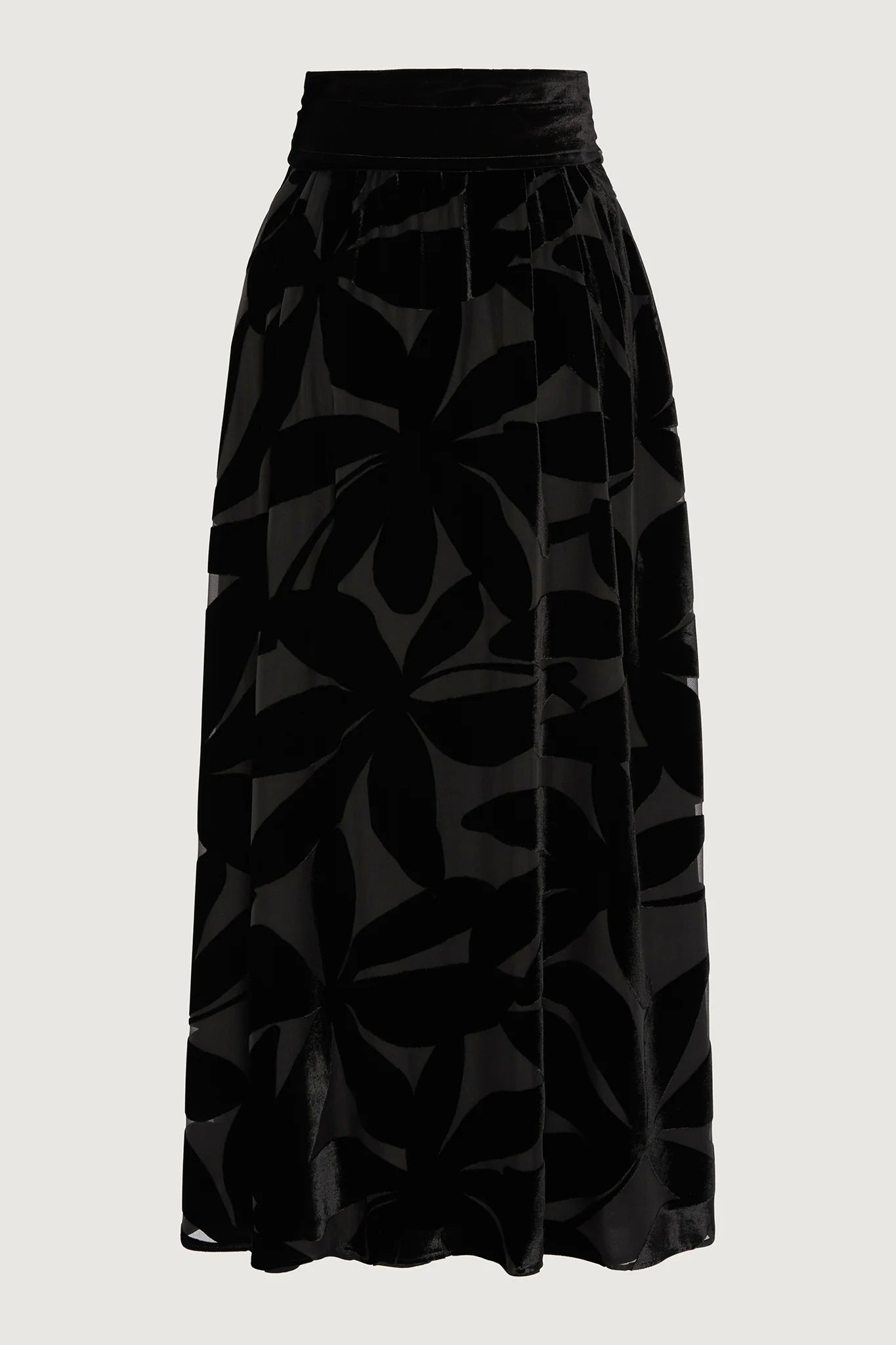 Jasper Conran "Gianna" Velvet Burnout Maxi Skirt in Black