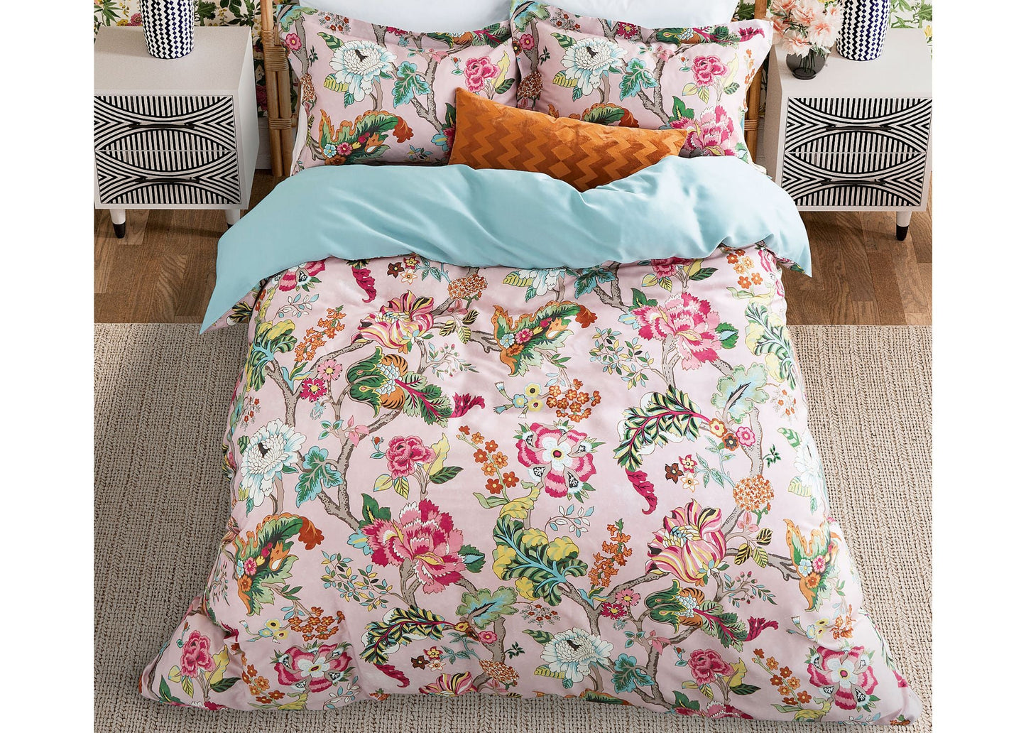 Sanderson "Fusang Tree" Duvet Cover in Peach Blossom