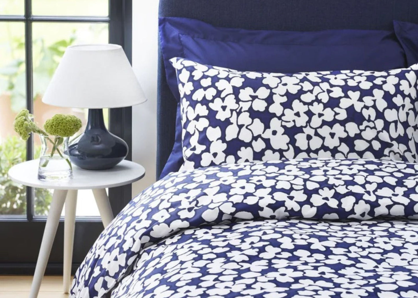 JC "Abstract Floral Print" Duvet Cover Set in Blue