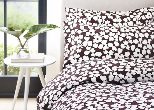 Jasper Conran "Abstract Floral Print" Duvet Cover Set in Chocolate