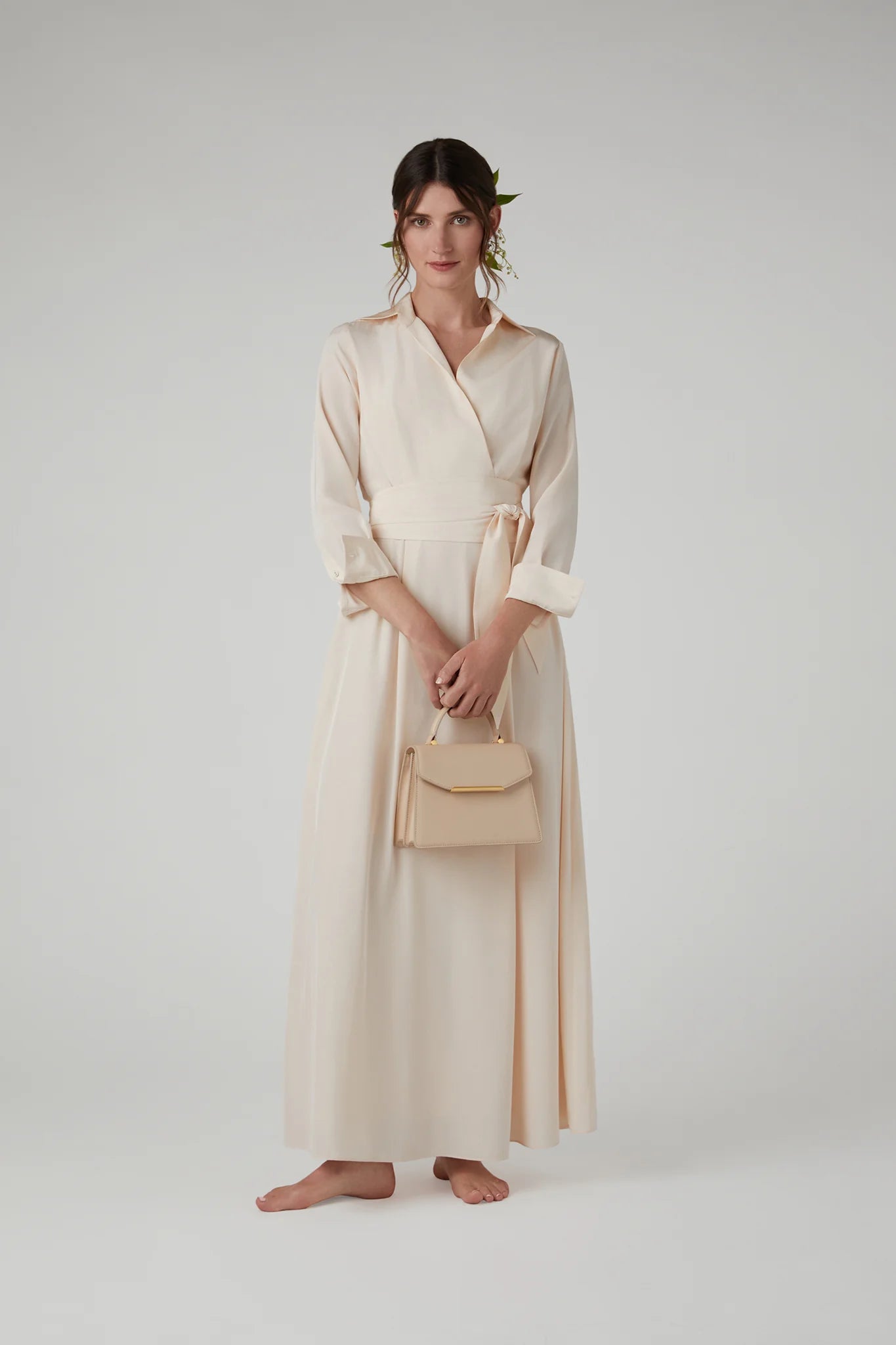 Jasper Conran "Hortensia" Silk Wrap Dress with Slip in Blush