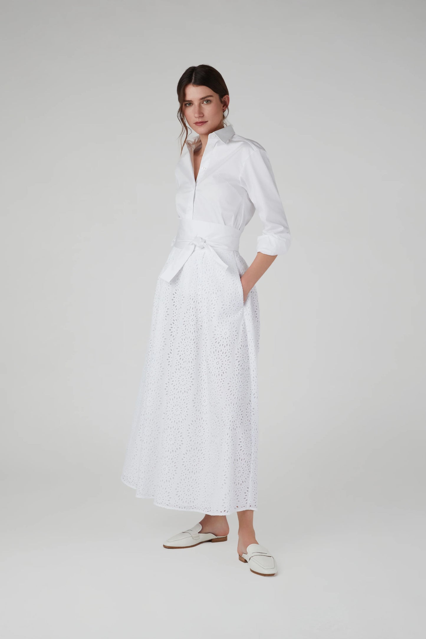 Jasper Conran "Felicia" Broderie Maxi Skirt in White
