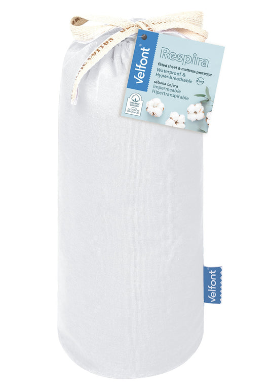 Velfont "Respira" 100% Organic Cotton Fitted Sheets in White